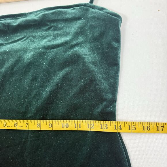 Y2K Velvet Glitter Dress Women's Juniors Large Whimsygoth Fairy Grunge 90s Green - Picture 7 of 8